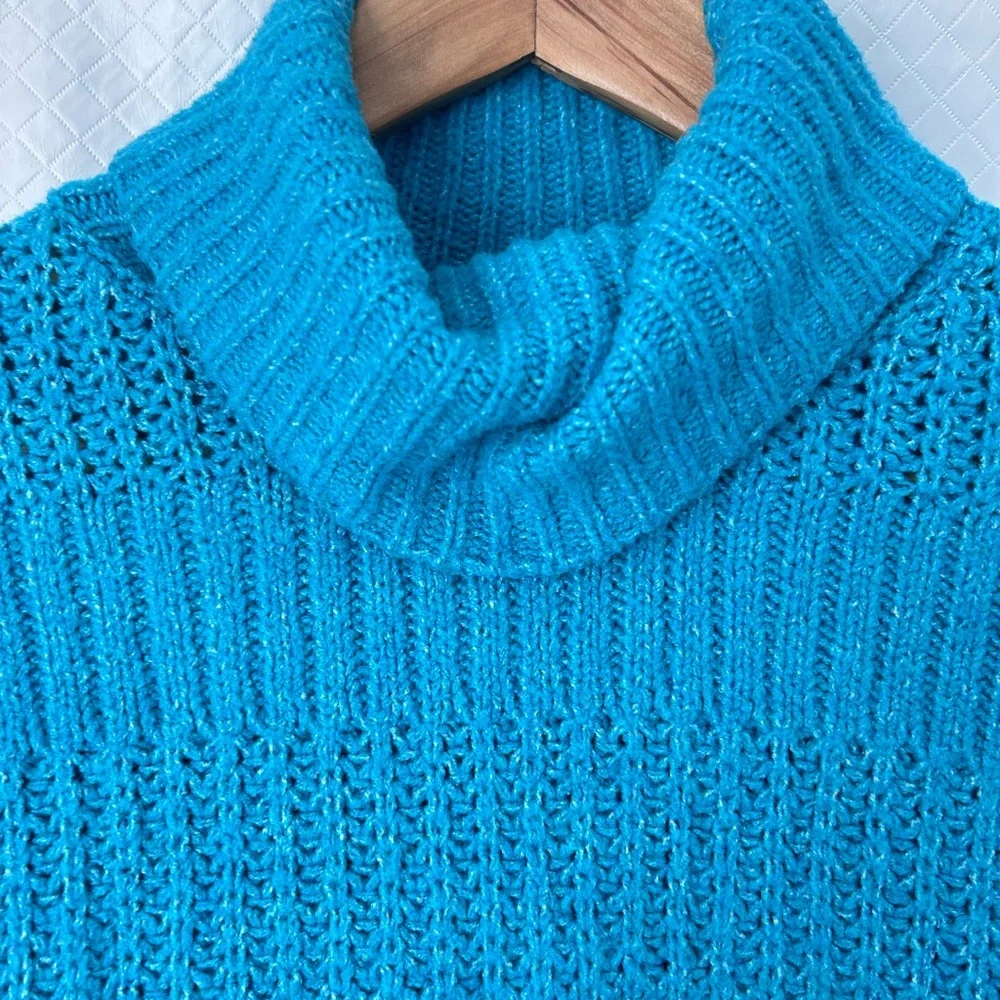 Hippie Rose Vibrant Blue Turtleneck Sweater - Picture 3 of 7